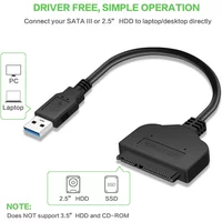 USB 3.0 with UASP to 7+15Pin SATA 3.0 Hard Drive Adapter Cable for Laptop 2.5 inch SSD&HDD High Speed Read/Write Data Transfer