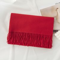 New Autumn And Winter Angora Red Scarf Lady High-End Sense of Imitation Cashmere Scarf Pure Color Warm Scarf Shawl