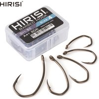 Hirisi 8041 50Pcs PTFE Coated Fish Hook High Carbon Stainless Steel Anti-Rust Sharp Point Barbed With Eye for Fishing Accessory