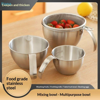 โ1/2/3/4PCS Stainless Steel Mixing Bowl With Scale,Handle,Filter, Multi Functional Set,Used For Mixing Pasta,Egg Cream