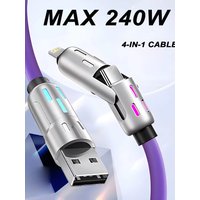 4-IN-1 240W USB Type C To USB C Cable PD Fast Charger Wire For iPhone 16 Pro Max 15