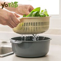 Kitchen Fruit Tray Removable Double Layer Fruit Vegetable Basin Draining Basket Creative Household Washing Basket Kitchen Tool