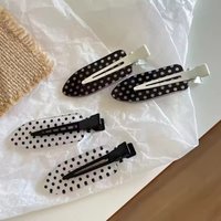 Academy style black and white polka dot hairclip texture side clip hairclip sweet and cute bangs clips side clip hairaccessory