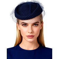 FS Wedding White Beret British Top Hats For Women Elegant Church Wool Fedoras With Veil Fascinator Cap Female Winter