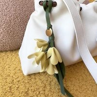 PU Leather Artificial Osmanthus Flower Keychain Fashion Bag Pendant Simulation Floral Backpack Hanging Ornament Jewelry Holiday