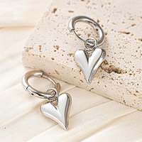 Huitan Circle Heart Women Stainless Steel Hoop Earrings Romantic Wedding Engagement Fashion Accessories Party Elegant Jewelry