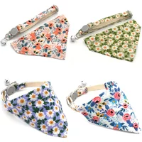 Adjustable Little Daisy Dog Neck Scarf Puppy Breakaway Pet Cat Dog Kitten Collar Bandana Kitten Accessories for Small Dogs