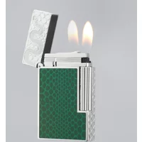 Dual-Flame lighter Luxury Gas Lighters Metal Engraved Cigarette Accessories Tobacco Smoking Men Gift Snake Year Limited Edition