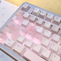 Tipuna Original PC Flash Pink Keycap 26 Key Custom Cherry Profile Key Caps Cute PC Transparent Keycaps for Mechanical Keyboard
