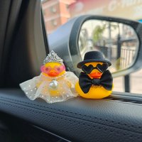 Wedding Little Yellow Duck Bride and Groom Car Dashboard Decoration Valentine's Day Couple Gift Ceremony Home Car Ornaments