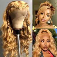 #27 Honey Blonde Body Wave Human Hair Wigs Colored 13X6 Hd Full Lace Frontal Wig Vietnamese Original 32 34 Inch Water Wave 13x4 Lace Front Wig Human Hair 230% Preplucked