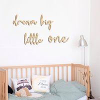 Dream Big Little One Sign Wooden Wall Stickers for Kid's Room Wood Phrase Wall Art Home Room Decor Wooden Wall Decoration