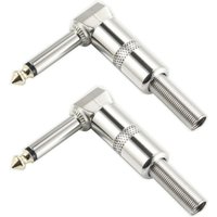 2pcs Lot 6.35mm Right Angle Large 2-core Microphone Guitar Speaker Hexagonal Single Sound Elbow 6.5 Plug Female Audio Connector
