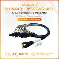 CEACENT 80CM SlimSAS SFF8654 8I to 8*SAS SFF8482 with 20CM Large 4P PowerLine 12G/6G/PCIe4.0 NVMe Cable, Broadcom Compatible