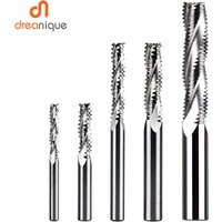 Dreanique 1pc 3 Flutes Solid Carbide Heavy Duty Roughing Milling Cutter 4mm-12mm Woodworking Sloting CNC Coarse Grain Rougher