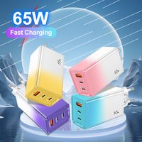 Total 65W USB+2PD Charger Fast Charging Type C Charger for iPhone 15 14 13 Pro Max Samsung Xiaomi EU/UK Plug Wall Charger