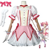 Anime Magical Kaname Madoka Cosplay Costume Kawaii Lolita Pink Dress Short Wig Role Playing Clothing Halloween Comic Con