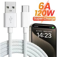 120W Type C Cell Phone Charging Cables Fast Charger USB A To Type C Nylon Braided Cord for Apple IPhone 16 15 Pro Max/16 15 Plus