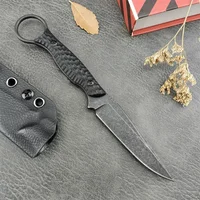 Hochharte Outdoor-Camping-Messer mit G10-Griff und Kydex-Scheide, D2 Stonewashed Klinge, Angelmesser, Kletter-EDC-Werkzeug