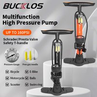 BUCKLOS Bicycle Pump 160PSI Multifunction High Pressure Pump Schrader/Presta Valve Pump Bike E-Bike Car Air Tire Inflator