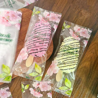 100pcs Cherry Blossoms Printed Ice Cream Packaging Bag Heat Sealable Popsicle Plastic Wrappers For Homemade Ice Cream Yogurt