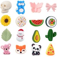 LOFCA 10 pièces de perles de Silicone de feuilles mignonnes, perles focales de dessin animé de qualité alimentaire pour la fabrication de bracelets, colliers, porte-clés, support au choix