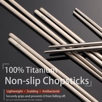 Antibacterial 24cm Ultralight Pure Titanium Chopsticks Hollow Chopsticks Restaurant Home Chopstick Outdoor Camping Tableware