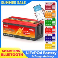 MOSEWORTH 24V 100Ah LiFePO4 Battery Pack Lithium Iron Phosphate Batteries Built-in Bluetooth BMS 8000+ Cycles For Solar Boat