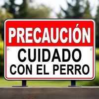 Spanish 'Beware of Dog' Sign – Precaución Cuidado Con El Perro Bite | Rustic Warning Decor