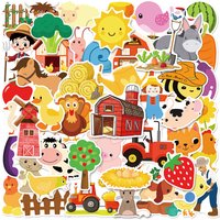 50Pcs Pack Cute Cartoon Farm Ranch Stickers Notebook Graffiti Phone Water Cup Luggage Waterproof Children Stickers
