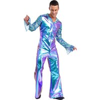 Mens 70s Disco Jumpsuit Retro Hippie Music Festival Cosplay Costume V Neck Zipper Halloween Party Fancy Dress Jazz Dancing Wear