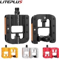 LITEPLUS Folding Bicycle Pedals Foldable Pedals Bicycle Aluminum Alloy Pedals Anti-skid Spikes With Reflector