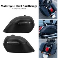 Motorcycle Saddlebags Universal Classic Black Hard Side Bag For Harley Touring Softail For Yamaha For Honda For Kawasaki For BMW