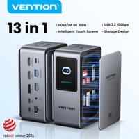 Station d'accueil Vention 13 en 1 USB C 8K@30Hz MST, écran intelligent, adaptateur USB 3.2 10 Gbps, hub pour Windows, MacBook Pro, HP, Dell Laptop