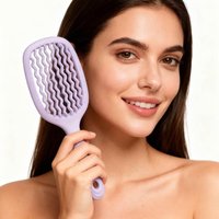 Wide Tooth Detangling Comb Square Hollow Ventilated Scalp Massage Brush for Wet/Dry Use Hair Fluffy Elastic Hair Care Tool