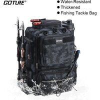 Goture Water-Resistant Fishing Backpack Lightweight Large Hiking Hunting Bag with Rod Holder Adjustable Tackle Storage Pack