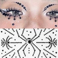 5D Red Black Face Makeup Jewels Acrylic Temporary Tattoo Self Adhesive Eyes Diamond Stickers DIY Body Art Rhinestone Decorations