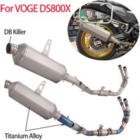 Titanium Alloy Full Systems Exhaust Header Front Mid Pipe For VOGE DS800X DS800 Rally Modified Escape Muffler Pipe 3 Sensors