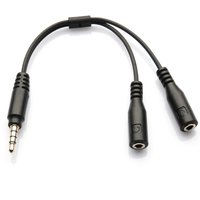 Smart Mobile Phone Music Playing Supplies Mic Headset Splitter Adapter Cable 3.5mm Jack 1 TRRS Male to 2 TRS Female Y Cord