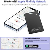Tracker Card Compatible with Apple Find My (iOS Only), Rechargeable Wallet Tracker for Wallet, Bag, Luggage,1.6 Mm Ultra-Thin