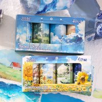 4 rolls/box of pastoral style tape, sunflower pattern design tape, student stationery supplies decorative tape, gifts for friend