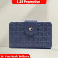 CH Exquisite Simple Women's Fashionable Short Wallet Pure Blue Luxury Brand Letter Printed Style Women's Card Bag