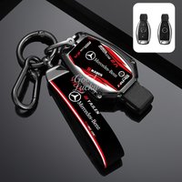 Leather Car Racing Style Key Case Cover Shell For Mercedes Benz A C E S G Class GLC CLE CLA GLB GLS W177 W205 W213 W222 X167AMG