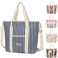 New Striped Thickened Insulated Mommy Bag Large Capacity, Shoulder Strap Breast Milk Cooler Ice Pack Compatible Oxford Cloth Bag