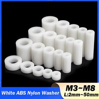 20~100pcs M3 M4 M5 M6 M8 White ABS Non-Threaded Hollowed Nylon Spacer Round Hollow Standoff Washer PCB Board Screw L:2mm~50mm