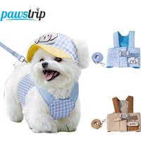 3PCs Dog Harness Leash Set Adjustable Pet Harness for Small Dogs Cats Cute Dog Chest Strap Leash with Hat Dog Accessories