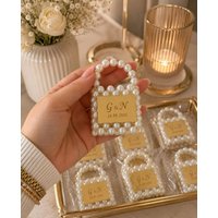 10 Stück Personalisierte Perlen-Mini-Geschenktüten, Hochzeits-Gastgeschenkbox mit individuellem Namen, Brautparty-Souvenir, personalisierte Perlen-Geschenktüte