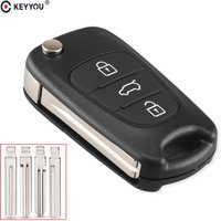 KEYYOU For Hyundai For Kia K2 K5 Rio 3 Picanto Ceed Cerato Sportage Replacement Remote Car Key Shell 3 BT Flip Folding Key Case