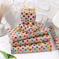 Cowhide polka dot gift wrapping paper - colorful dots, 16.9x118 inches, Christmas, birthday, wedding, wedding gifts festive pack