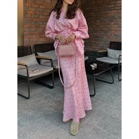 Early spring fashion new print set with lapel long sleeved tie up cardigan top and long skirt casual two-piece set